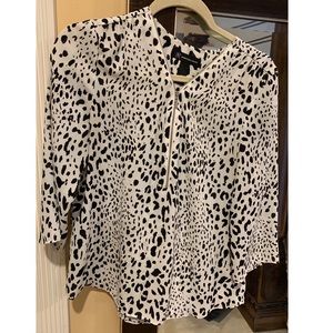 INC White Leopard Print Zip Up Top